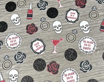 Gothic Bachelorette Confetti, Til Death Do Us Party Decor