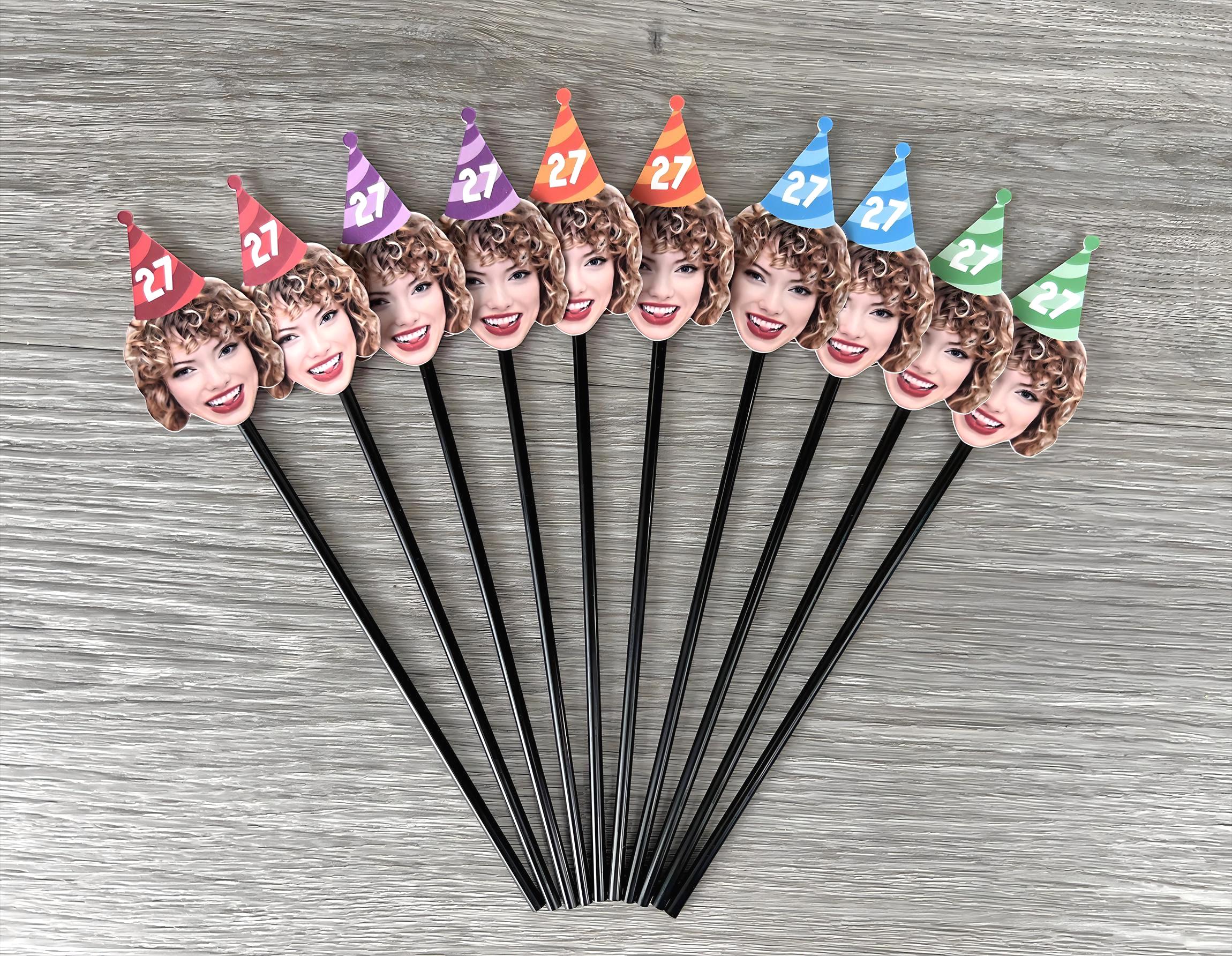 Custom Face Drink Stirrers, Photo Cocktail Drink Stirrers, Custom Swizzle Sticks, Face Birthday Decorations Any Age, Fun Cocktail Stirrers