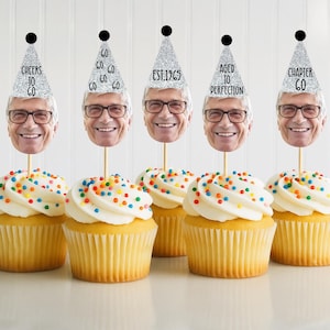 60th Birthday Cupcake Toppers, Custom Face Cupcake Toppers, 60th Birthday Decorations, Custom Birthday Cake Toppers, Aged To Perfection