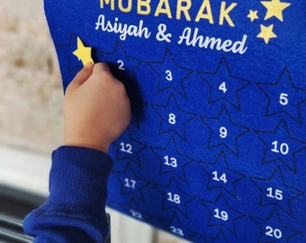 Personalized Ramadan Advent Calendar, Felt Star Stickers, Kids Ramadan Gift