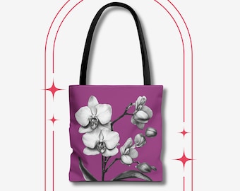 Draagtas orchidee, draagtas bloemen, tuintas, op de natuur geïnspireerde kleding, natuurliefhebber cadeau, cadeau bloemenliefhebber, cadeau voor buitenliefhebbers