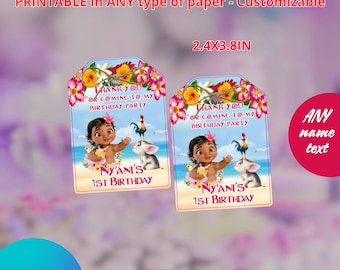 Moana Baby Thank you tags. Editable in CANVA