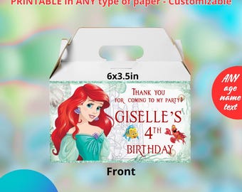 Princess Ariel the Little Mermaid Gable box templete. Editable in CANVA