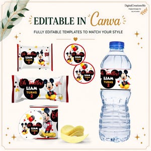 Mickey Mouse 10 Party Favors, water bottle, chip, juice and more. DIGITAL image 5