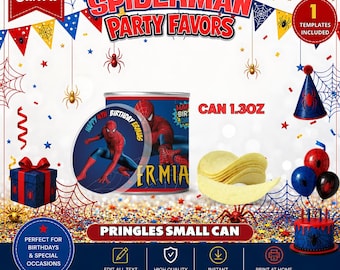 Spiderman Pringles klein blikje met deksel. BEWERKBAAR OP CANVA