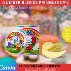 NumberBlocks Pringles small can. Editable in CANVA
