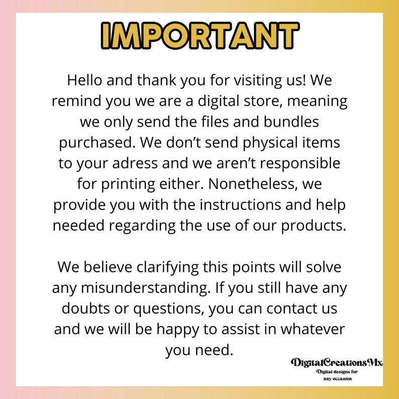 Puede incluir: IMPORTANTE: Esta tienda digital vende archivos y paquetes descargables, no art&iacute;culos f&iacute;sicos. Proporciona instrucciones y ayuda para usar los productos. Cont&aacute;ctanos si tienes alguna pregunta.