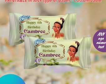 Tiana Princess Rice Krispies templete. Editable in CANVA