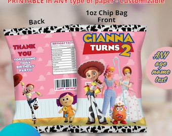 Toy Story Girl Chips Bags. Editable in CANVA