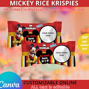 Mickey Mouse with photo! Rice Krispies templete. EDITABLE IN CANVA