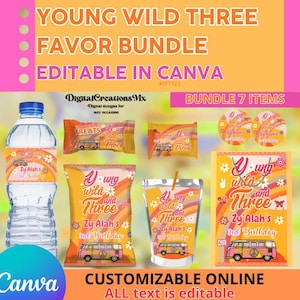 Young wild and three Party Favors, water bottle, chip, rice, juice labels, and more. DIGITAL