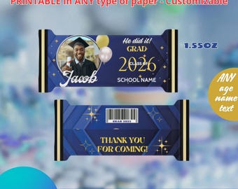 卒業記念キャンディーバー 1.55オンス。CANVA DIGITALで編集可能。Canvaで編集できます。