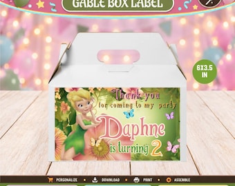 Tinker bell Gable box Templete. Editable in Canva