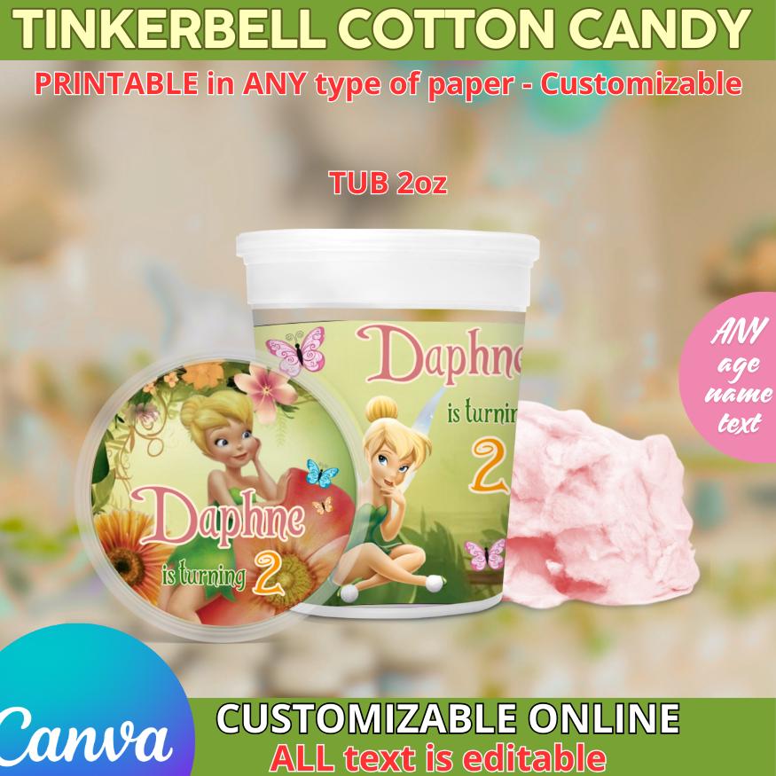 ティンカーベルの綿菓子2オンステンプレート。Canvaで編集可能 - Etsy 日本