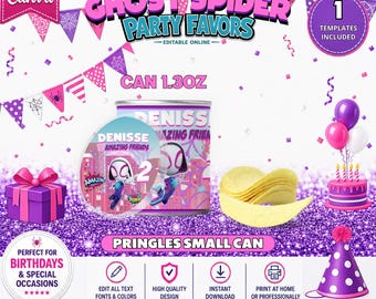 Ghost Spider Pringles klein blikje. Bewerkbaar in CANVA