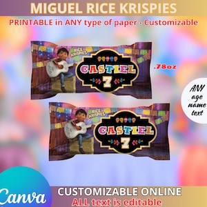 Coco Birthday Rice Krispies templete. EDITABLE IN CANVA