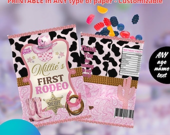 Cowgirl Birthday Fruit snack templete. EDITABLE IN CANVA
