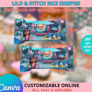 Lilo & Stitch Pool party - Rice Krispies templete. EDITABLE IN CANVA