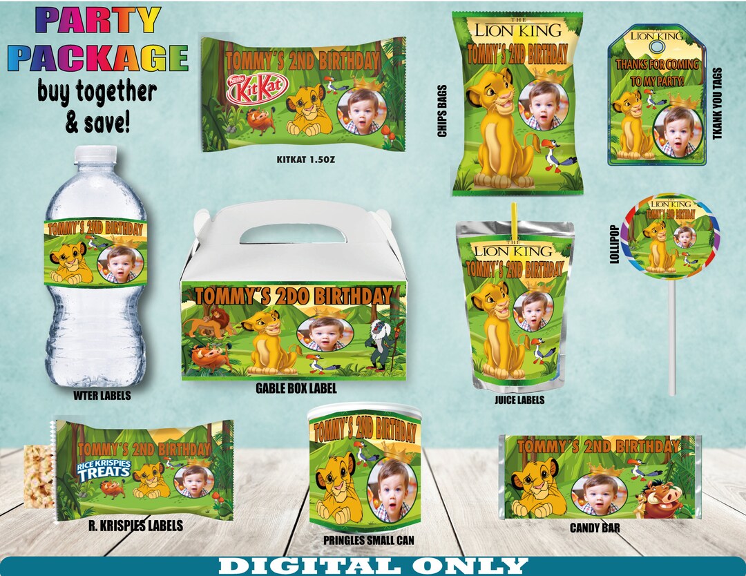 Lion King Birthday Party Pack Bag Chips Water Printable Etsy