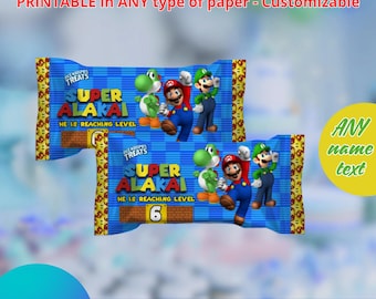 Super Mario Rice Krispies templete. Editable in CANVA