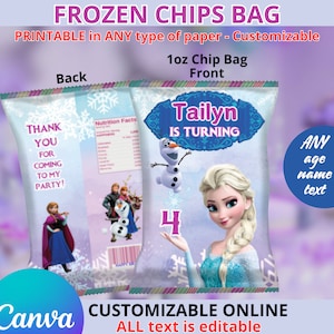 Frozen Chips Bags. Editable in CANVA