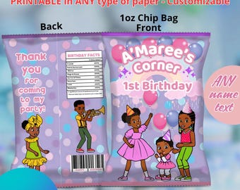 Bolsas de papas fritas Birthday Gracies. Editables en CANVA.