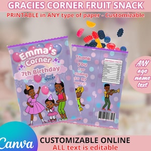 Birthday Gracies Fruit Snack Templete. Editable in CANVA