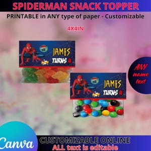 Topper Spiderman 4 x 4 po. MODIFIABLE SUR TOILE