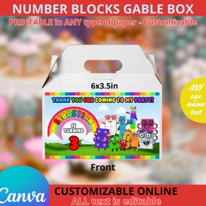 Plantilla de caja a dos aguas de NumberBlocks. Editable en CANVA.