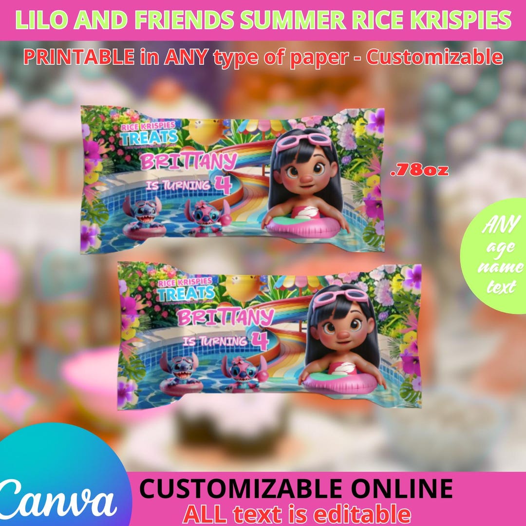 Lilo and Friends Summer Birthday Party - Rice Krispies Templete ...