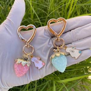 BUNBERRY Charm, Strawberry Keychain, Keychain Accessories, Keycharm ...