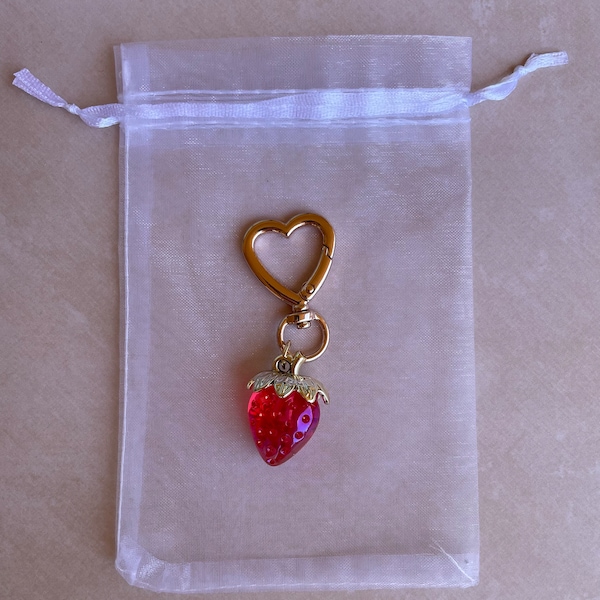 Leather Strawberry Shortcake Keychain Etsy
