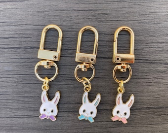 Bunny Keychain Charm, Colorful Easter Rabbit, Lobster Clasp
