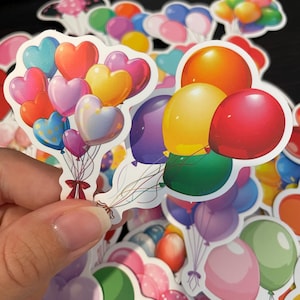 Cute balloon stickers, balloon stickers, birthday stickers, celebration stickers, sticker pack, journaling stickers