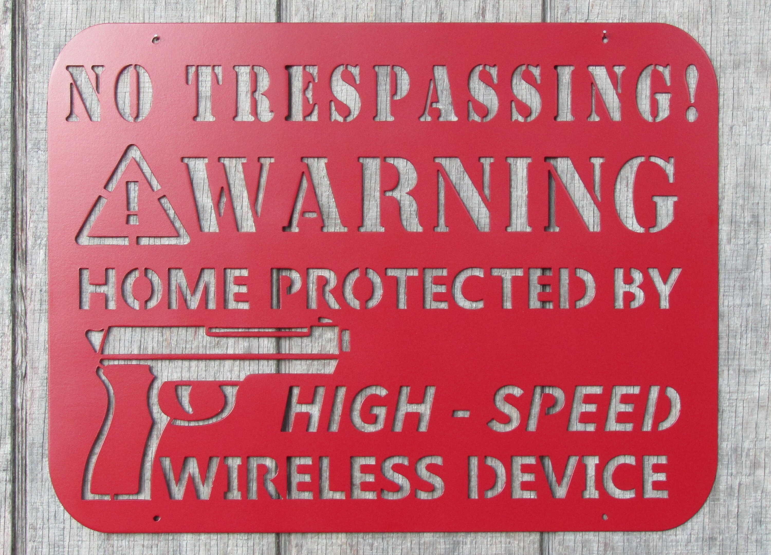 Home Protected by High-Speed Wireless Device Yard Sign IRREGULAR DAMAGED 