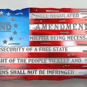 Tattered 2A American Flag - Metal Sign - Second Amendment -2A - Patriotic - USA - Plasma Cut - Hand Finished Wall Art - Custom Home Decor