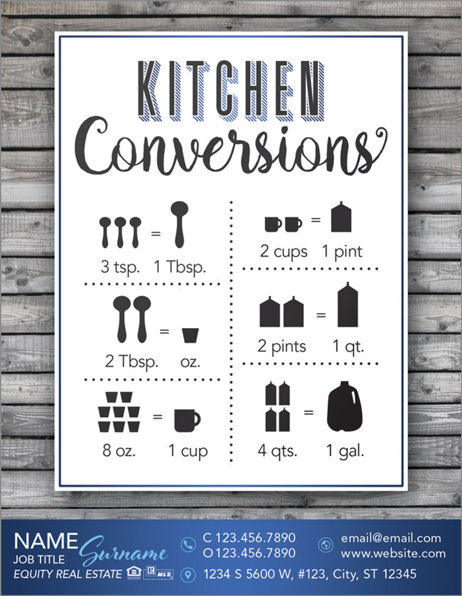 Custom Bulk Fridge Kitchen Conversions Chart Cooking Etsy