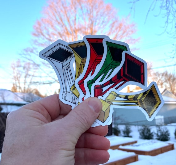 Thunderbolt Tornado Siren Sticker Pack. Pack of 6 different colored tornado sirens. Unique stocking stuffer gift for your siren enthusiasts!