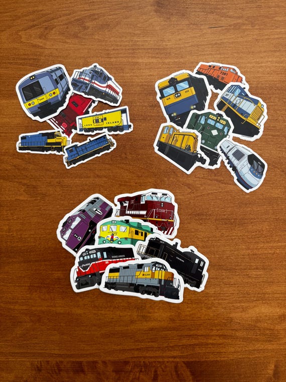 Train Sticker Packs. Choose your pack of high quality unique train stickers. You will likely not find stickers like these anywhere else.