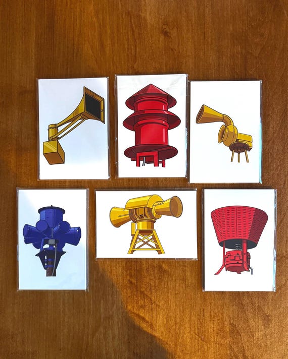 Tornado Siren Postcard Packs. Your siren enthusiast will love these tornado siren postcards. 6 unique cards per pack.