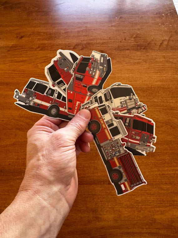 Fire Engine Sticker Pack. A 6-pack of the most awesome vinyl stickers.