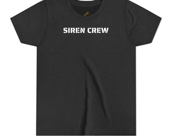 竜巻警報サイレンTシャツ - プレミアムユースサイズ - 背面に竜巻警報サイレンがプリントされたシャツ。竜巻警報サイレンが大好きな子供たちへのプレゼントに最適です。