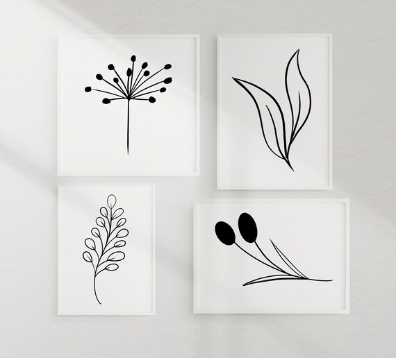 Minimalist Wall Art/Printable Wall Art/Flower Art/Line Flowers ...