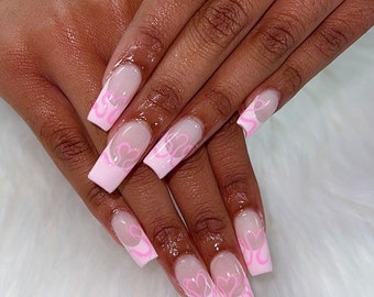 Druk op de nagels Handgemaakt Valentijnsdag