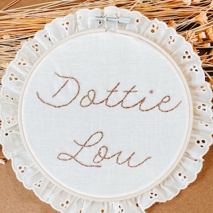 Embroidered Baby Name Announcement, Baby Name Announcement, Embroidered Hoop Name, Custom Baby Name Sign, Nursery Decor