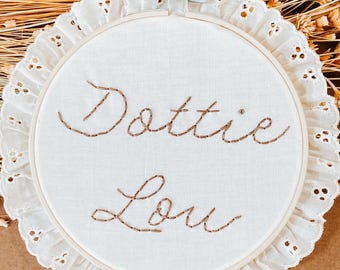 Embroidered Baby Name Announcement, Baby Name Announcement, Embroidered Hoop Name, Custom Baby Name Sign, Nursery Decor