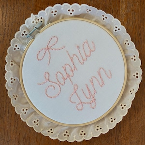 Embroidered Baby Name Announcement, Baby Name Announcement, Embroidered Hoop Name, Custom Baby Name Sign, Nursery Decor