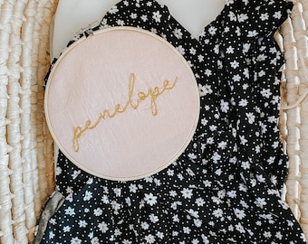 Embroidered Baby Name Announcement, Baby Name Announcement, Embroidered Hoop Name, Custom Baby Name Sign, Nursery Decor