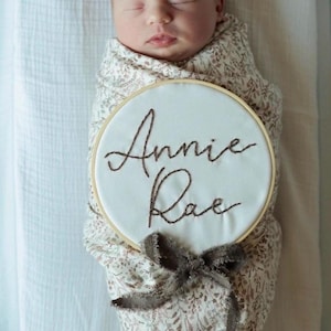Embroidered Baby Name Announcement, Baby Name Announcement, Embroidered Hoop Name, Custom Baby Name Sign, Nursery Decor