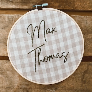 Embroidered Baby Name Announcement, Baby Name Announcement, Embroidered Hoop Name, Custom Baby Name Sign, Nursery Decor